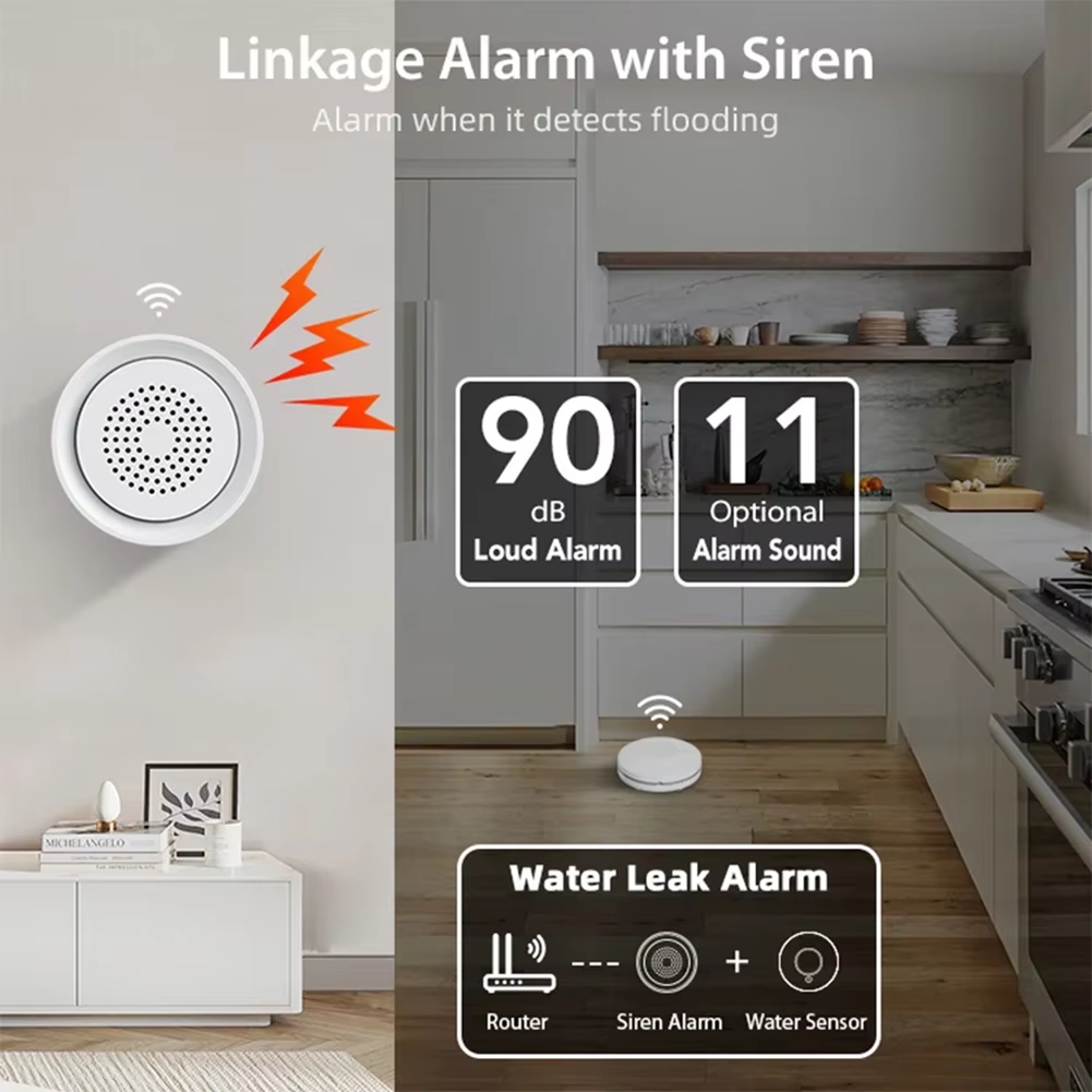 Smart Home Automation Kit - BTLIFE-Hochwasserdetektor mit Sirenenalarm WLAN-Wasserleckage-Sensor-Set Tuya Smart