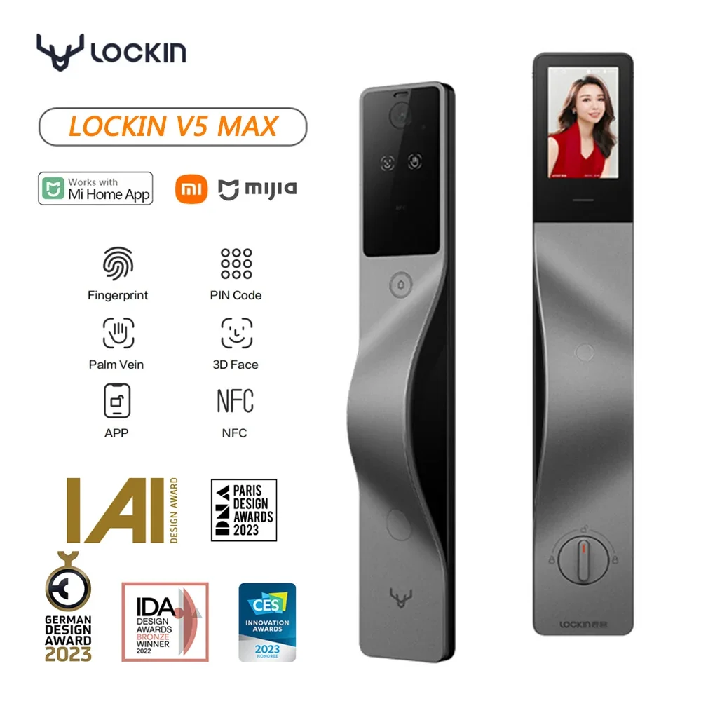 Smart Door Lock Wifi - Lockin V5 Max 3D-Gesichtserkennung Smart-Schloss Handvenen-Erkennung